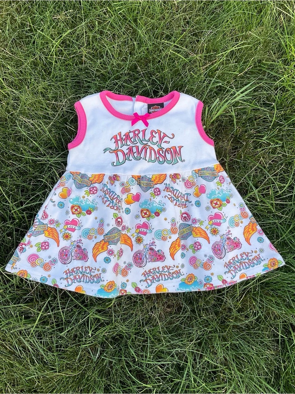 Harley-Davidson White & Pink Girls' Graphic Sundress